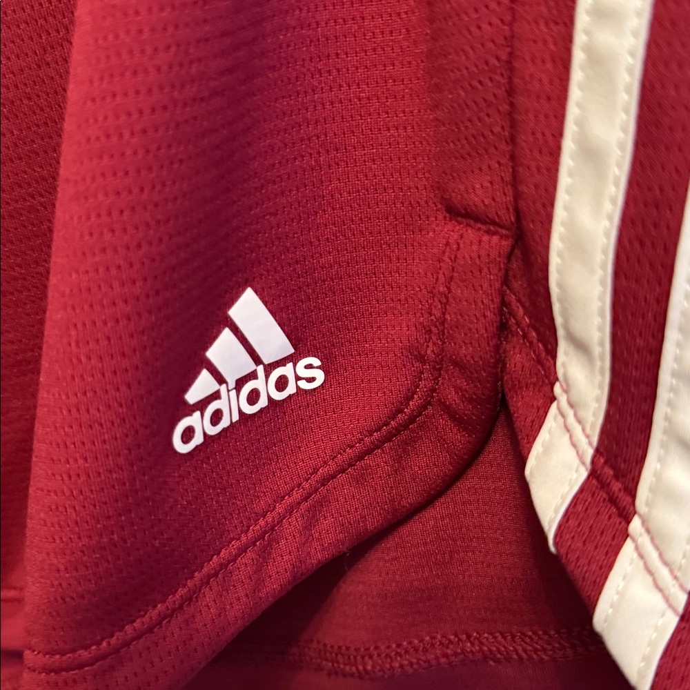 Adidas Burgundy Three Stripe Pull On Athletic Shorts Sz 2X - Picture 5 of 6